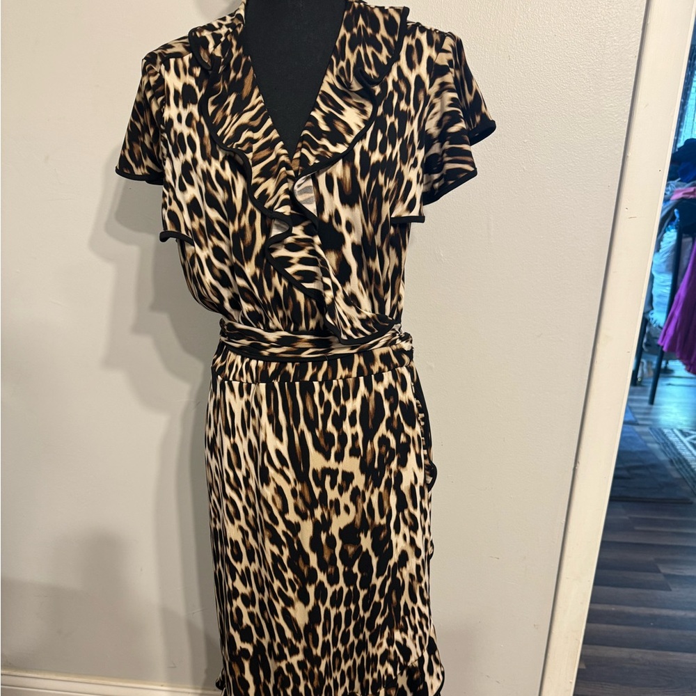 1X, tie front animal print dress